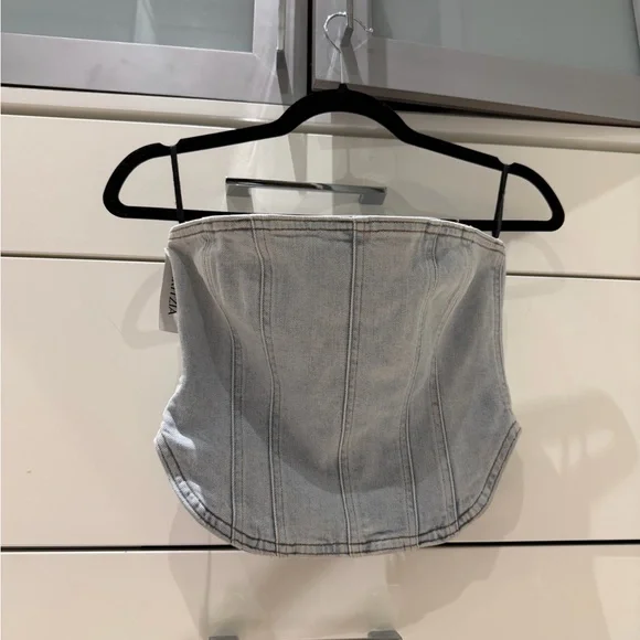 NWT Denim Forum 90s Debbie bustier in Bleach Bleu - Size XS (Aritzia) - Picture 5 of 8